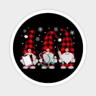 Nurse Christmas Gnome Cute Xmas Red Plaid Nurses Magnet